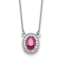 14k White Gold Diamond and Oval Ruby 18 inch Necklace-PM9948-RU-010-WA-18