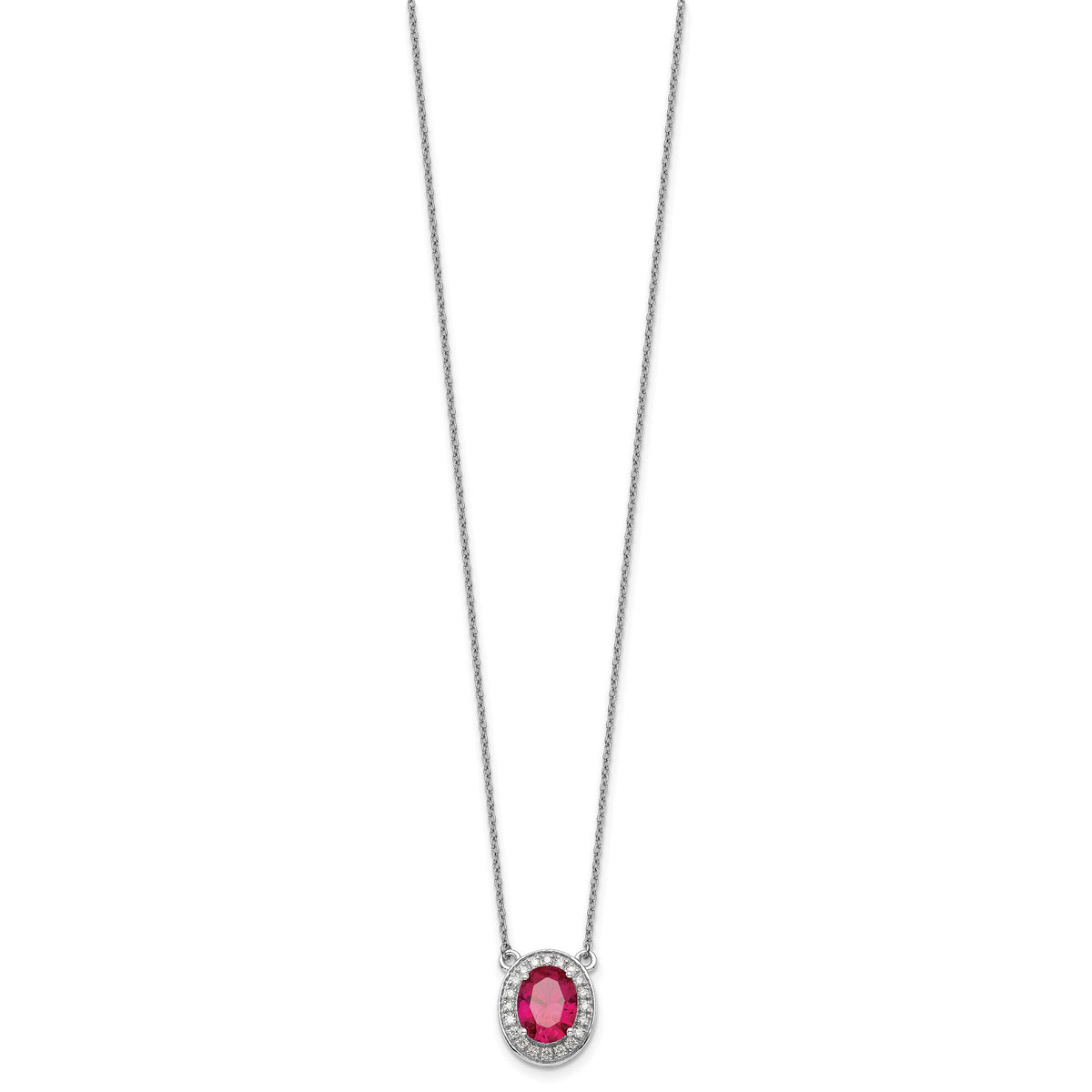 14k White Gold Diamond and Oval Ruby 18 inch Necklace-PM9948-RU-020-WA-18
