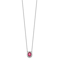 14k White Gold Diamond and Oval Ruby 18 inch Necklace-PM9948-RU-020-WA-18