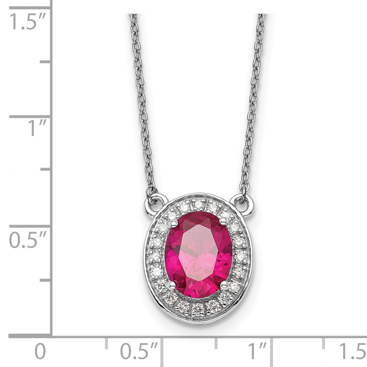 14k White Gold Diamond and Oval Ruby 18 inch Necklace-PM9948-RU-020-WA-18