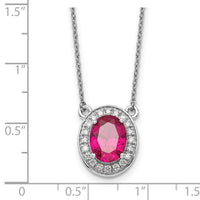 14k White Gold Diamond and Oval Ruby 18 inch Necklace-PM9948-RU-020-WA-18