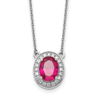 14k White Gold Diamond and Oval Ruby 18 inch Necklace-PM9948-RU-020-WA-18
