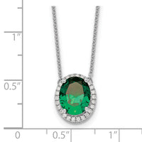 14k White Gold Oval Created Emerald/Diamond 18in. Halo Necklace-PM9949-EM-016-WA