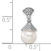 14K White Gold Polished Diamond and Pearl Chain Slide-PM9988-013-WAA