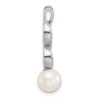 14K White Gold Polished Diamond and Pearl Chain Slide-PM9995-006-WAA