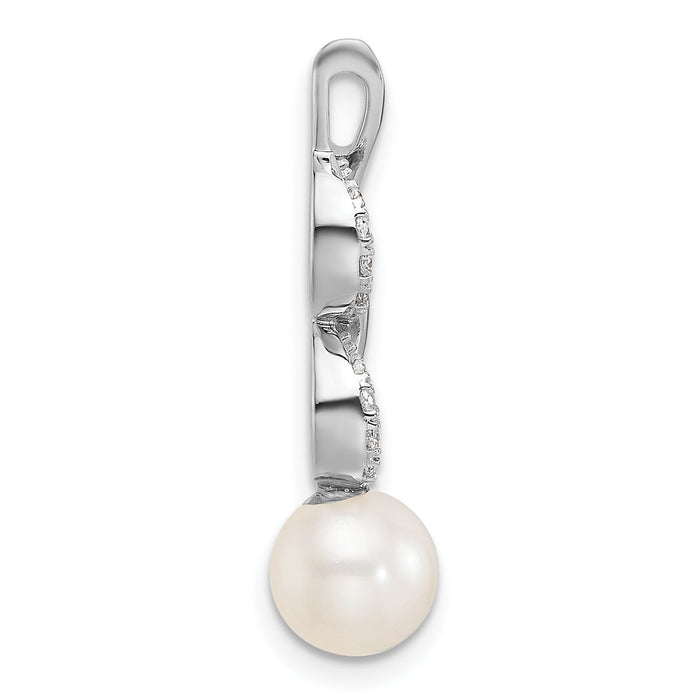 14K White Gold Polished Diamond and Pearl Chain Slide-PM9995-006-WAA