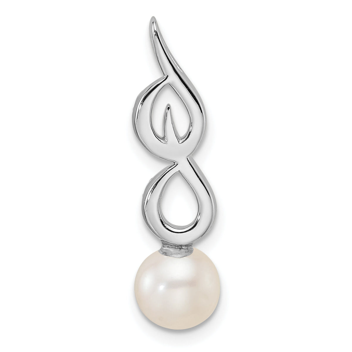 14K White Gold Polished Diamond and Pearl Chain Slide-PM9995-006-WAA