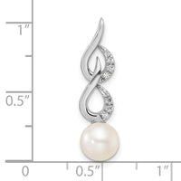 14K White Gold Polished Diamond and Pearl Chain Slide-PM9995-006-WAA