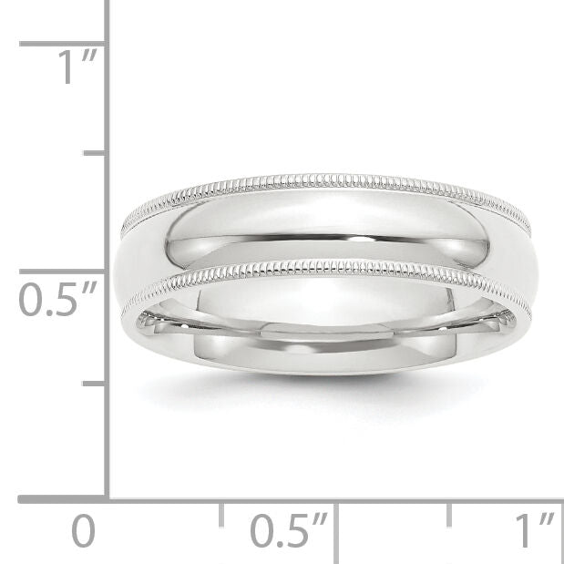Platinum 6mm Comfort-Fit Milgrain Wedding Band-PMCF060