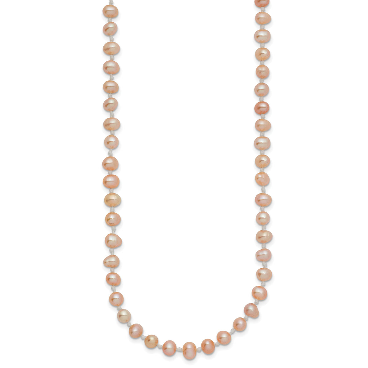 14k 4-5mm Pink Near Round Freshwater Cultured Pearl Necklace-PPN040-20