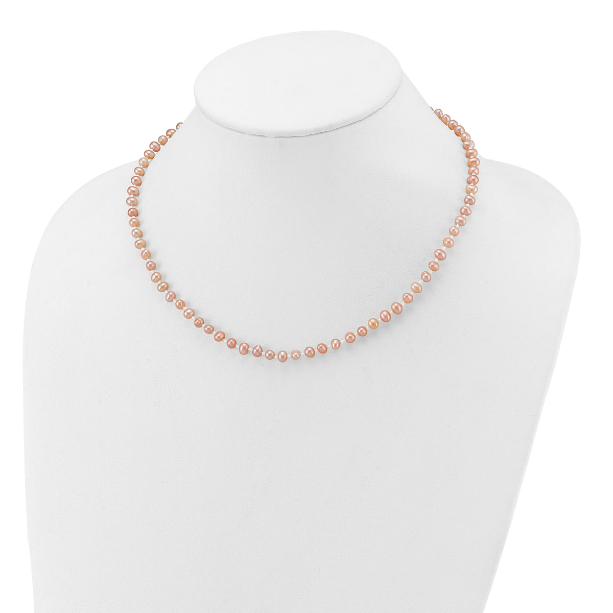 14k 4-5mm Pink Near Round Freshwater Cultured Pearl Necklace-PPN040-16
