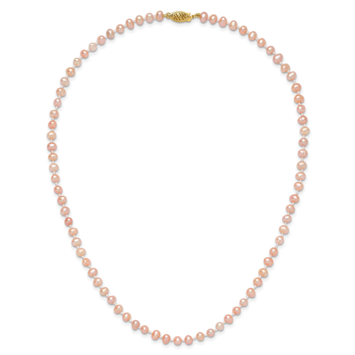 14k 4-5mm Pink Near Round Freshwater Cultured Pearl Necklace-PPN040-16
