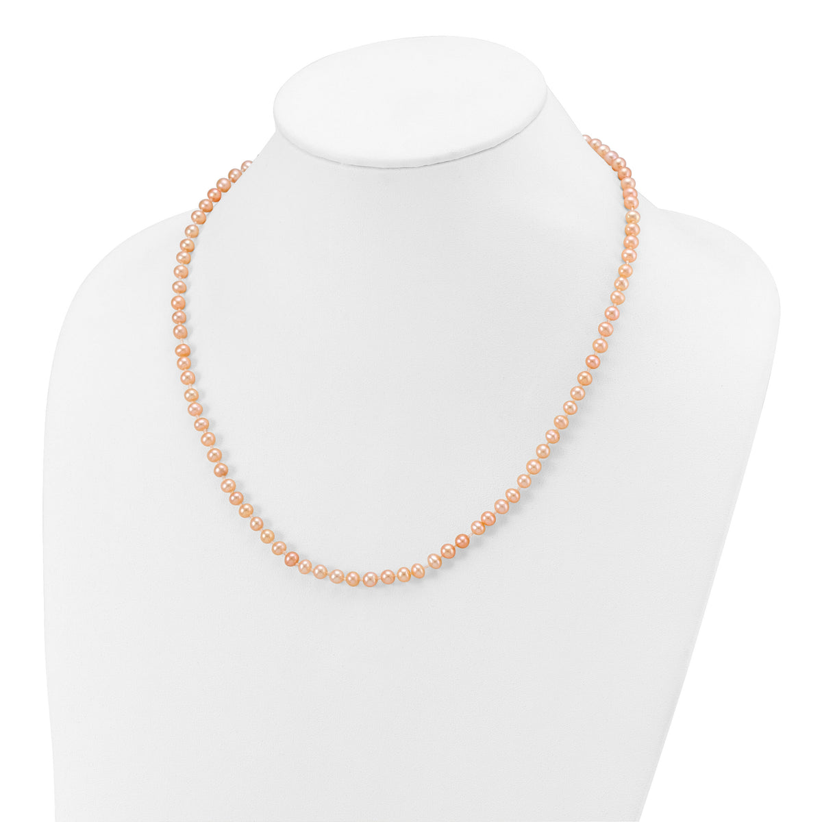 14k 4-5mm Pink Near Round Freshwater Cultured Pearl Necklace-PPN040-18