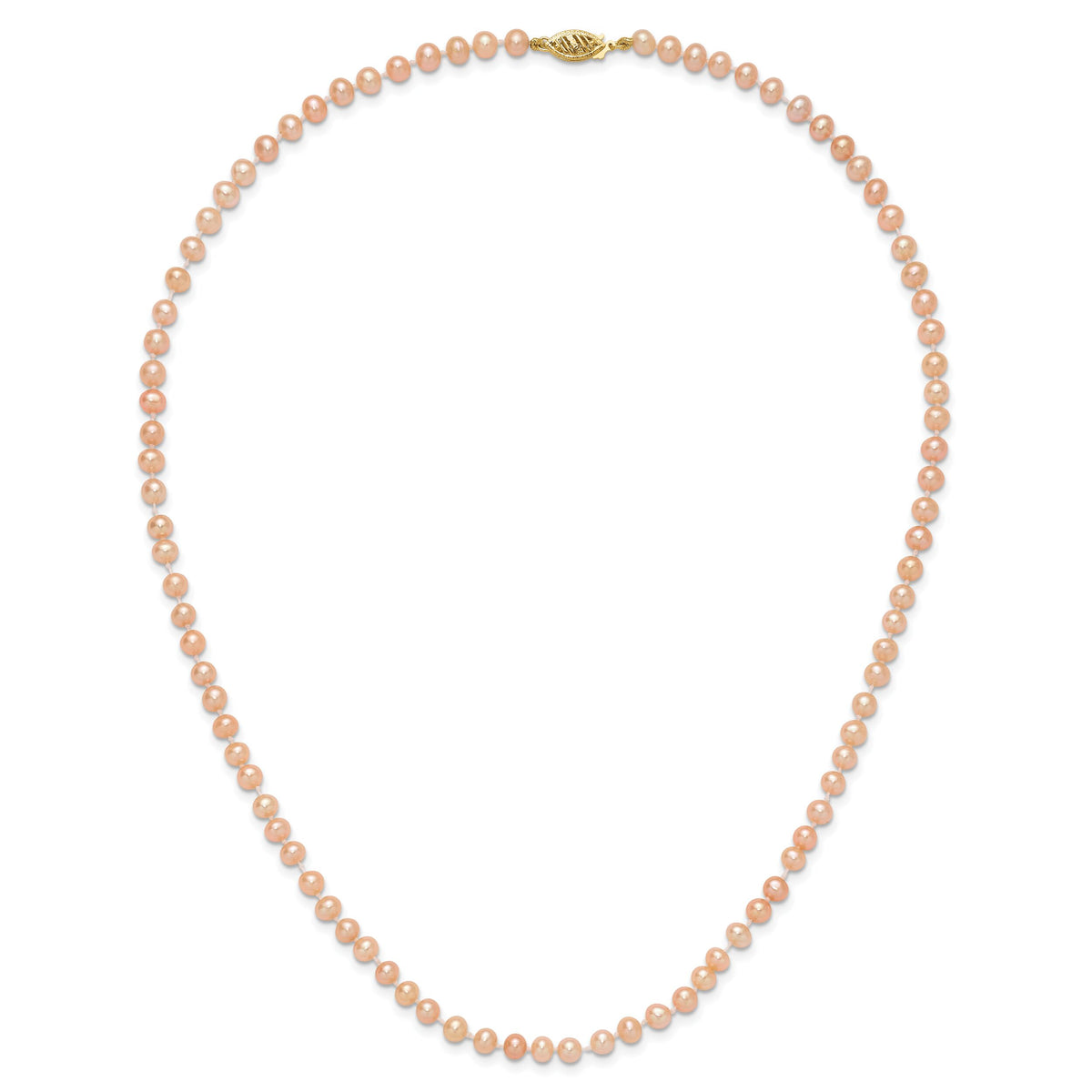 14k 4-5mm Pink Near Round Freshwater Cultured Pearl Necklace-PPN040-18