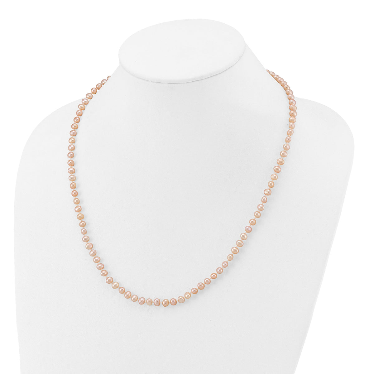 14k 4-5mm Pink Near Round Freshwater Cultured Pearl Necklace-PPN040-20