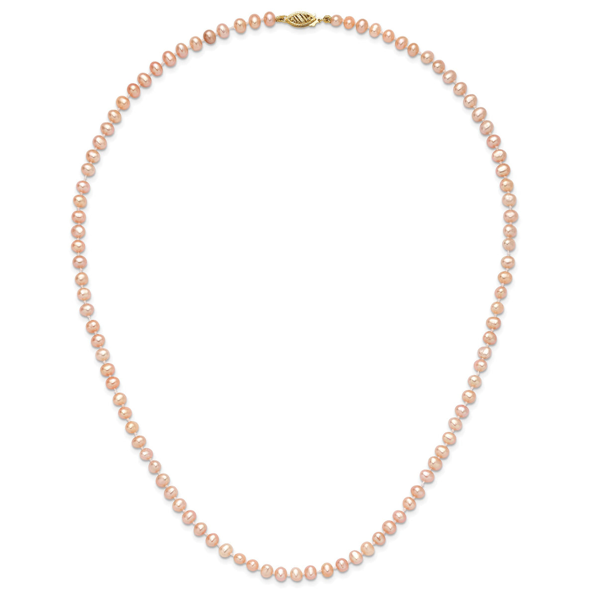 14k 4-5mm Pink Near Round Freshwater Cultured Pearl Necklace-PPN040-20