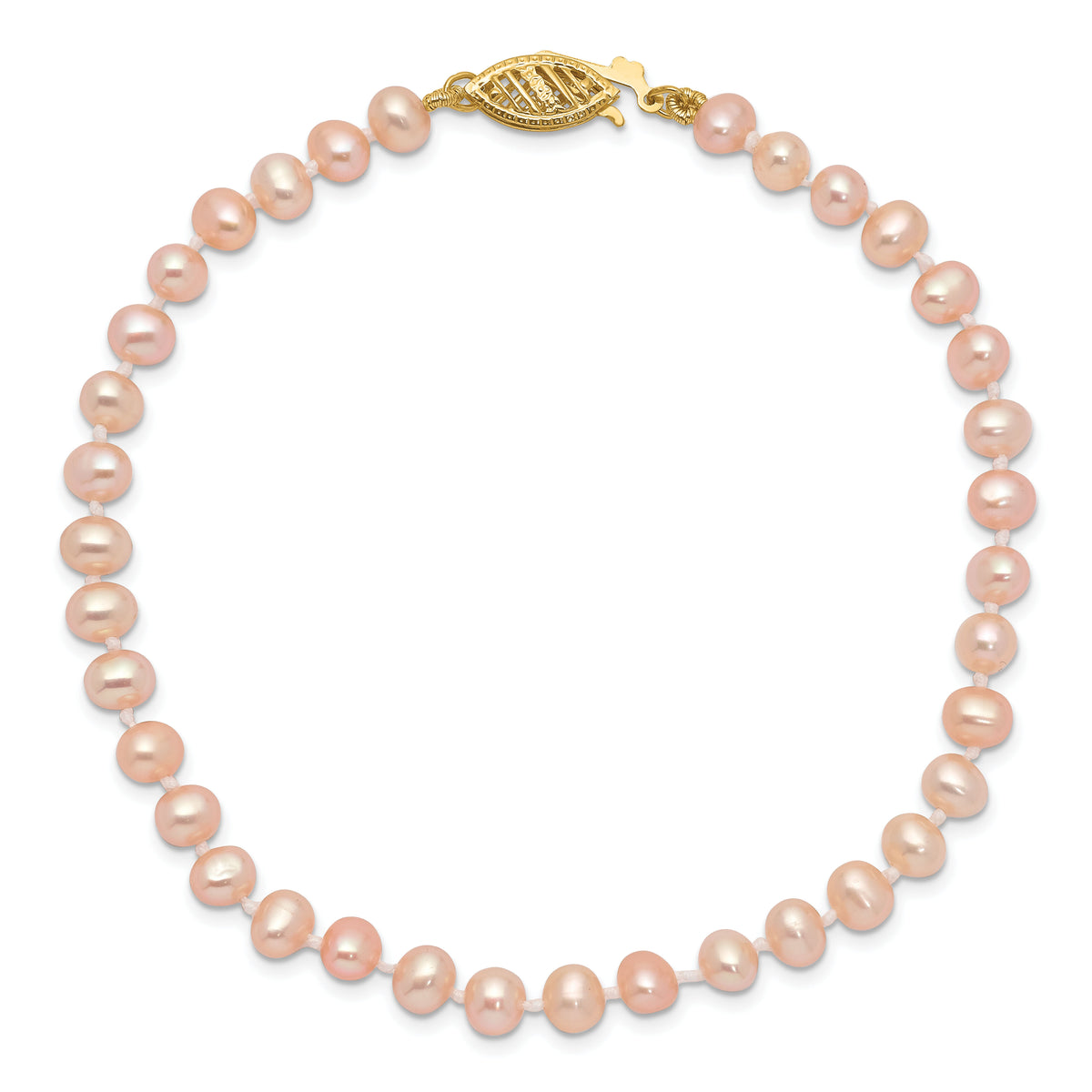 14k 4-5mm Pink Near Round Freshwater Cultured Pearl Bracelet-PPN040-7.5