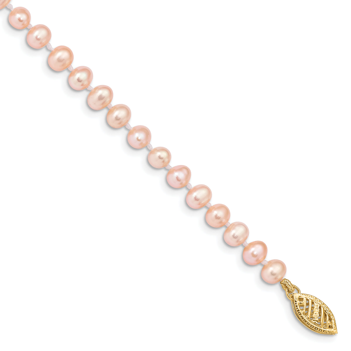 14k 4-5mm Pink Near Round Freshwater Cultured Pearl Bracelet-PPN040-7.5