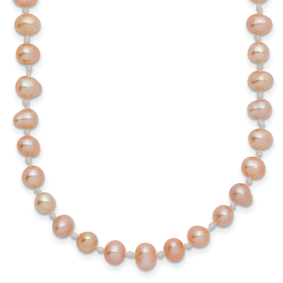 14k 4-5mm Pink Near Round Freshwater Cultured Pearl Necklace-PPN040-18