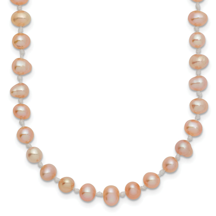 14k 4-5mm Pink Near Round Freshwater Cultured Pearl Necklace-PPN040-20