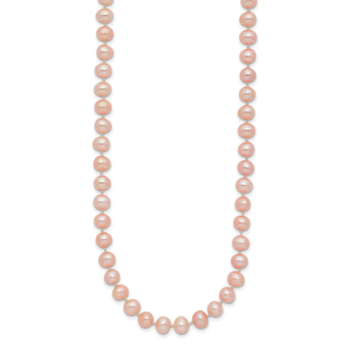 14k 5-6mm Pink Near Round Freshwater Cultured Pearl Necklace-PPN050-20