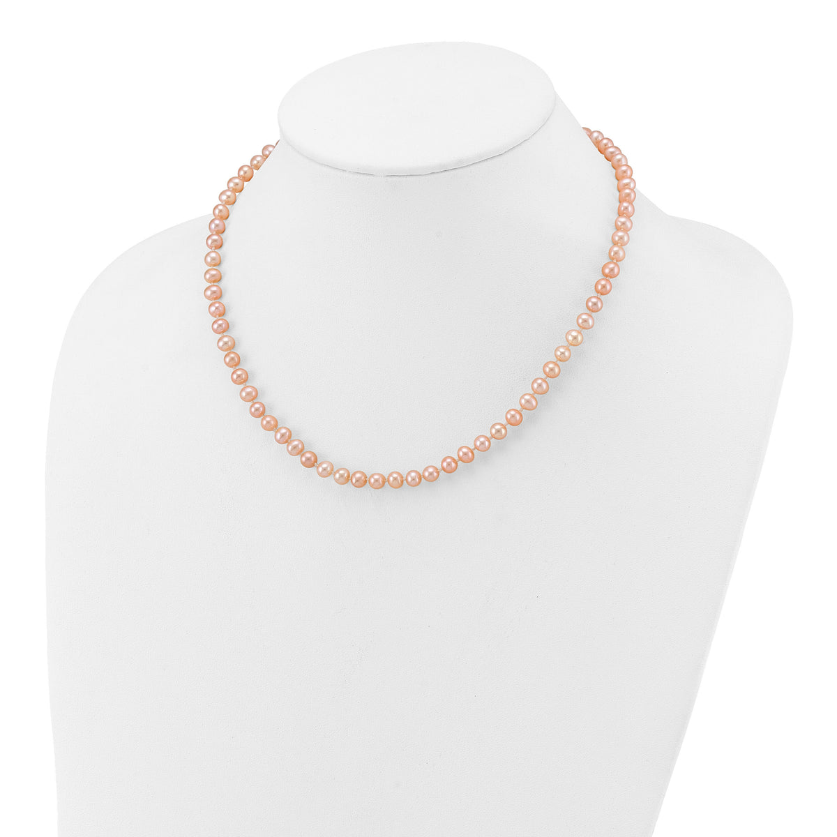 14k 5-6mm Pink Near Round Freshwater Cultured Pearl Necklace-PPN050-16