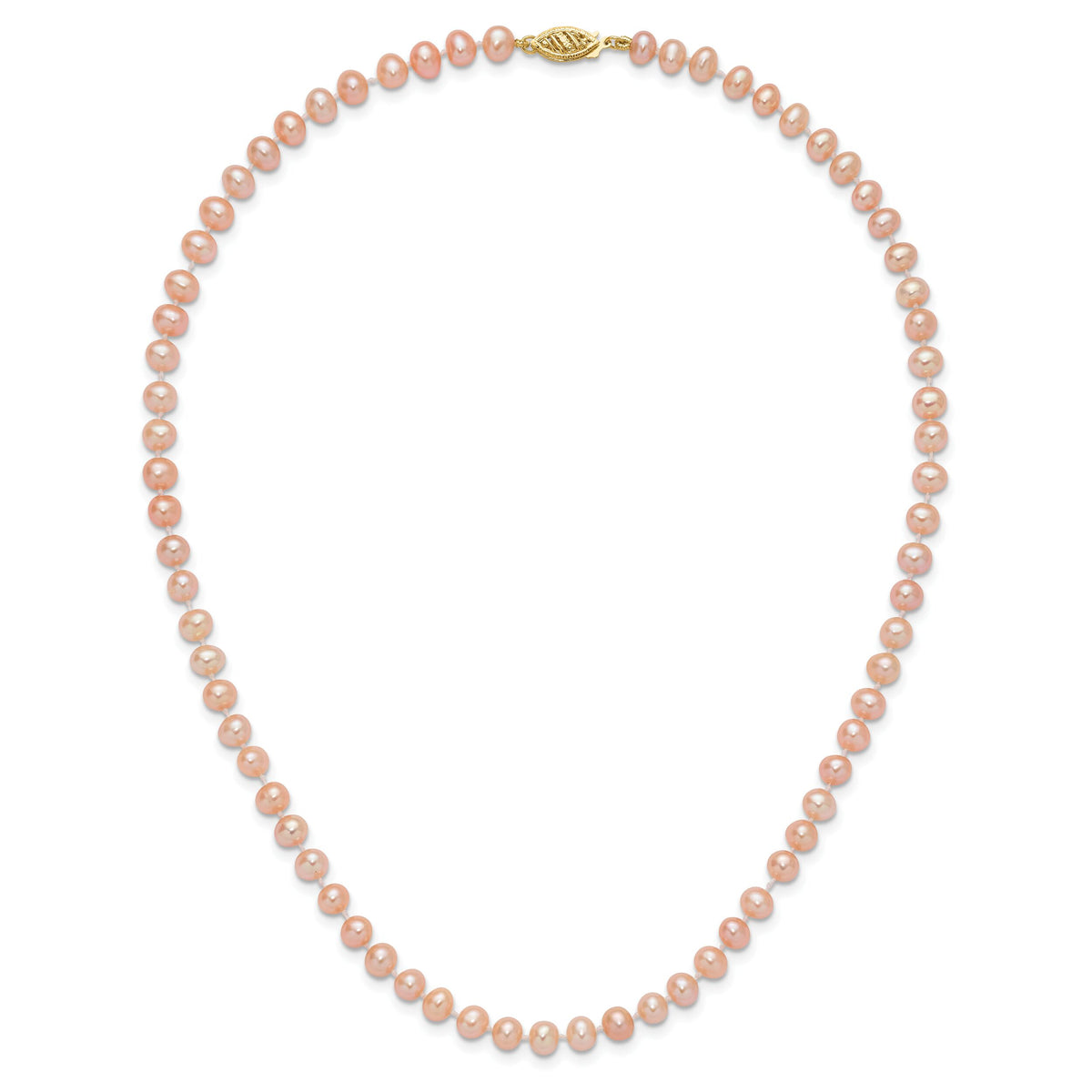 14k 5-6mm Pink Near Round Freshwater Cultured Pearl Necklace-PPN050-16