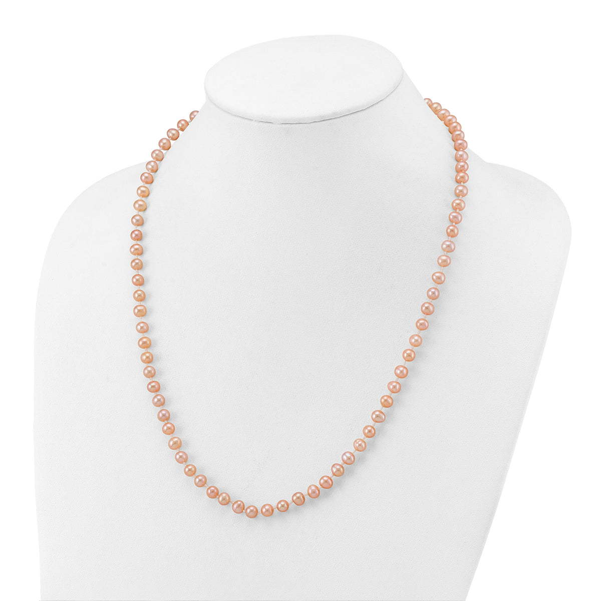 14k 5-6mm Pink Near Round Freshwater Cultured Pearl Necklace-PPN050-20
