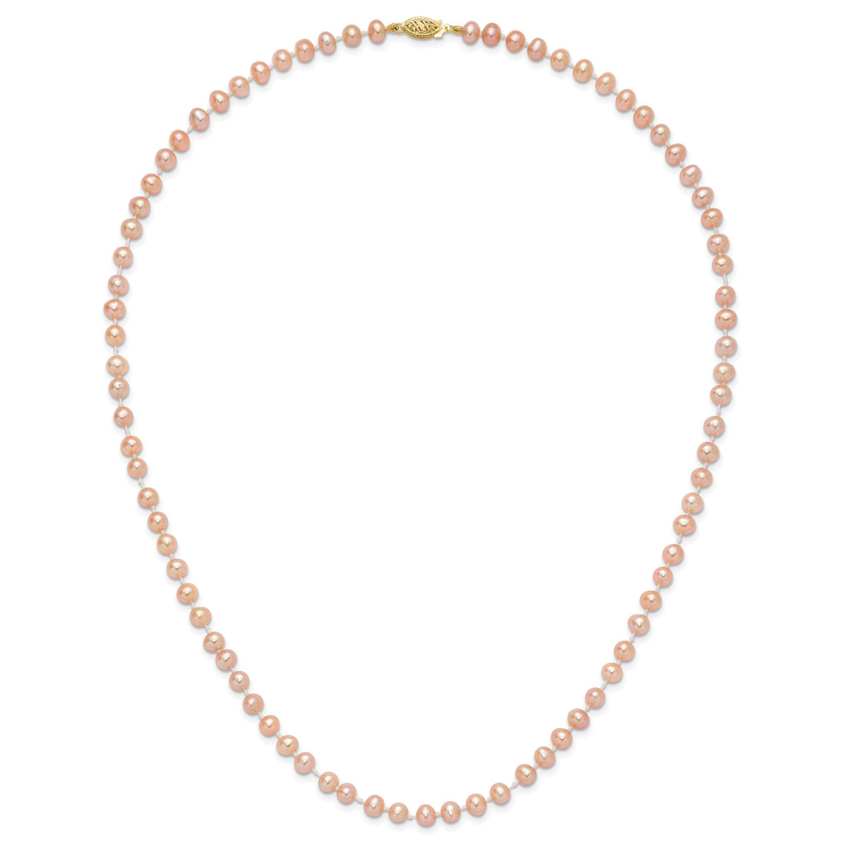 14k 5-6mm Pink Near Round Freshwater Cultured Pearl Necklace-PPN050-20