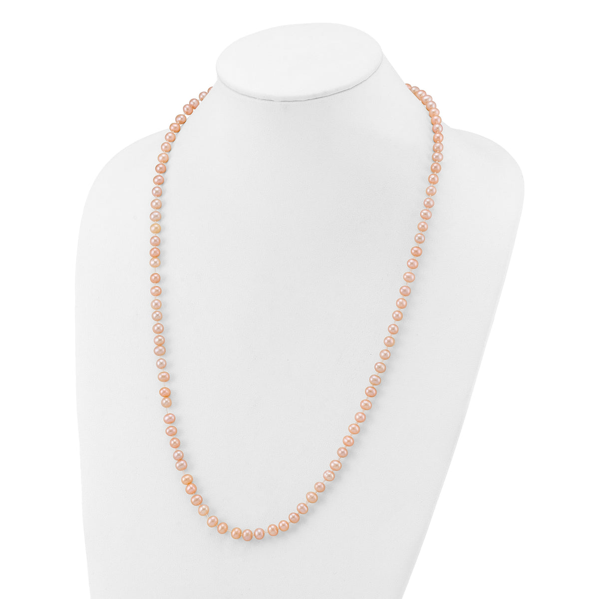 14k 5-6mm Pink Near Round Freshwater Cultured Pearl Necklace-PPN050-24