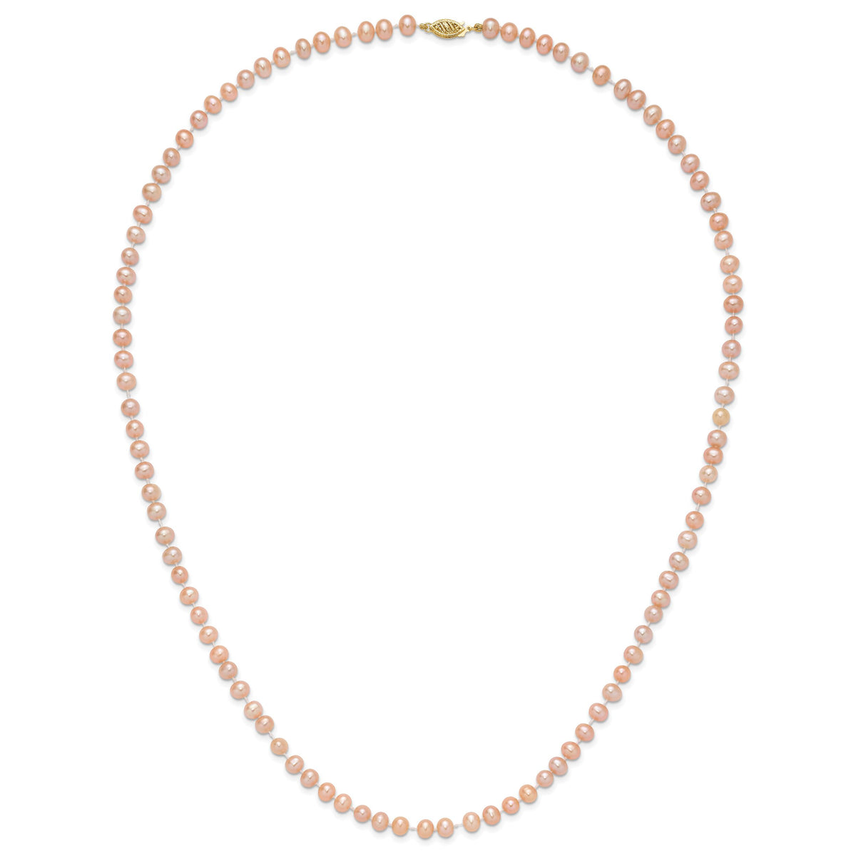 14k 5-6mm Pink Near Round Freshwater Cultured Pearl Necklace-PPN050-24