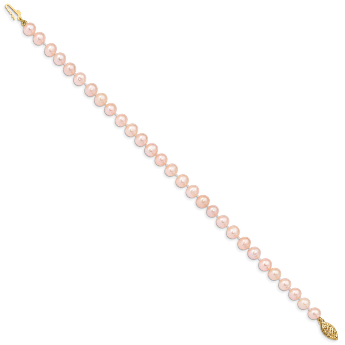 14k 5-6mm Pink Near Round Freshwater Cultured Pearl Bracelet-PPN050-7.5