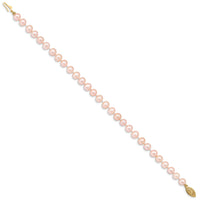14k 5-6mm Pink Near Round Freshwater Cultured Pearl Bracelet-PPN050-7.5