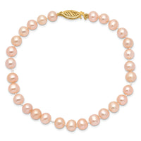 14k 5-6mm Pink Near Round Freshwater Cultured Pearl Bracelet-PPN050-7.5