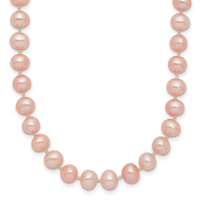 14k 5-6mm Pink Near Round Freshwater Cultured Pearl Necklace-PPN050-16