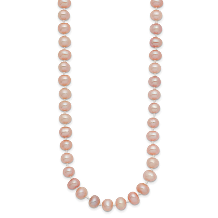14k 6-7mm Pink Near Round Freshwater Cultured Pearl Necklace-PPN060-18