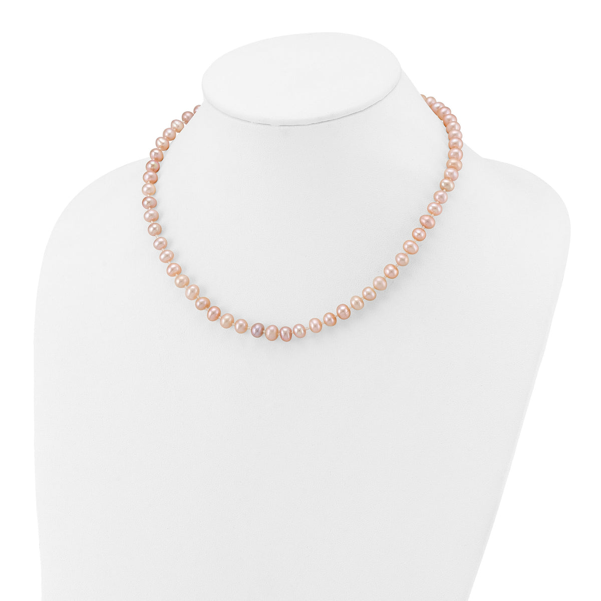 14k 6-7mm Pink Near Round Freshwater Cultured Pearl Necklace-PPN060-16