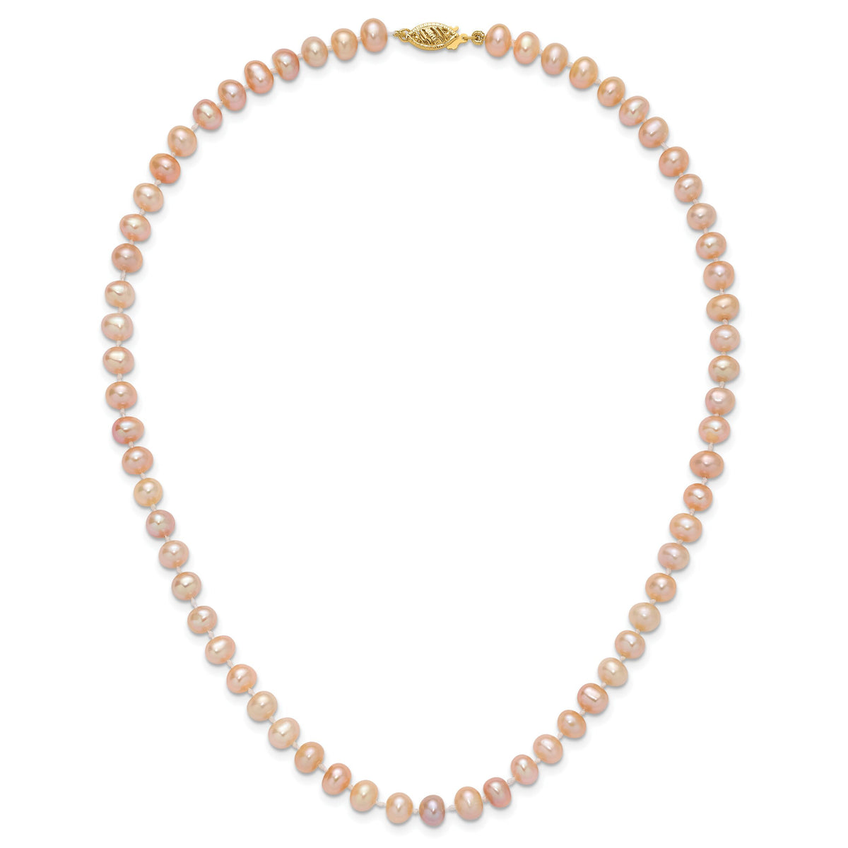 14k 6-7mm Pink Near Round Freshwater Cultured Pearl Necklace-PPN060-16