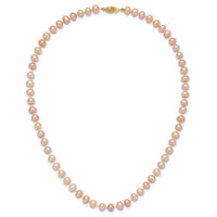14k 6-7mm Pink Near Round Freshwater Cultured Pearl Necklace-PPN060-16