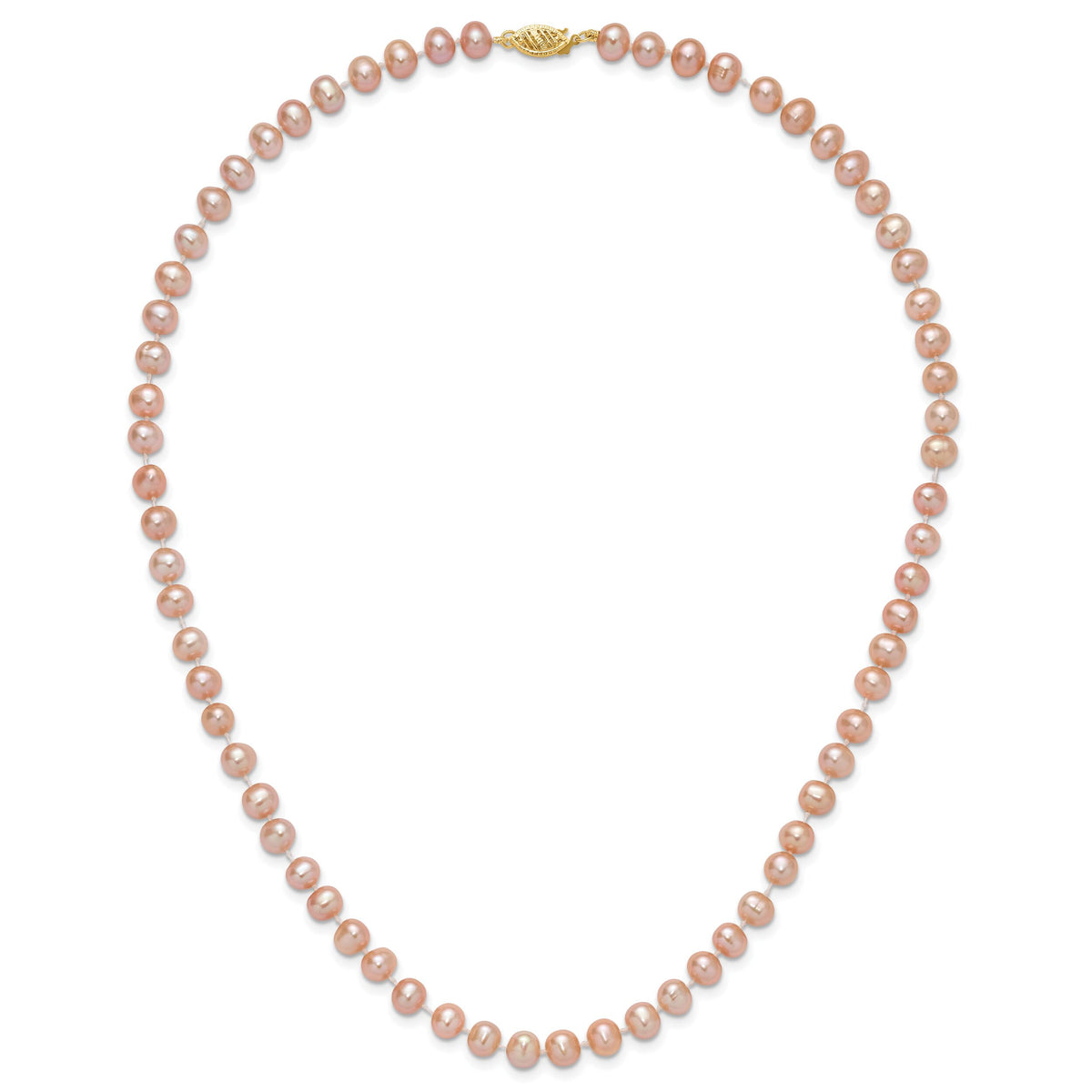 14k 6-7mm Pink Near Round Freshwater Cultured Pearl Necklace-PPN060-18