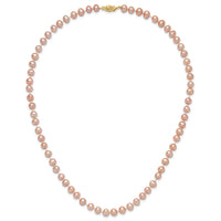 14k 6-7mm Pink Near Round Freshwater Cultured Pearl Necklace-PPN060-18