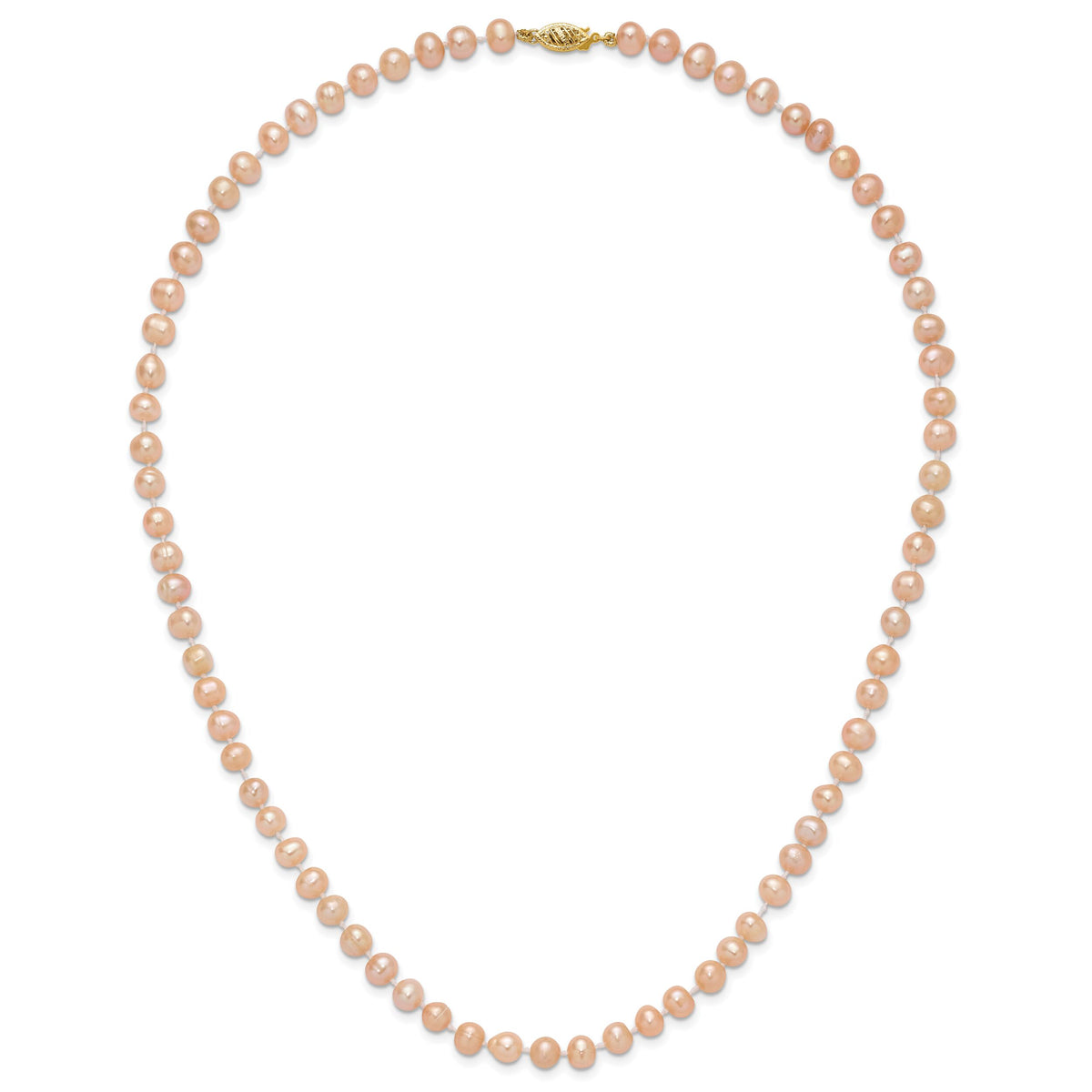 14k 6-7mm Pink Near Round Freshwater Cultured Pearl Necklace-PPN060-20