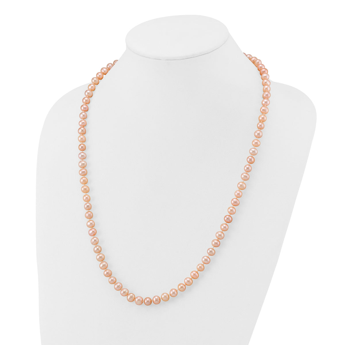 14k 6-7mm Pink Near Round Freshwater Cultured Pearl Necklace-PPN060-24