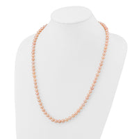 14k 6-7mm Pink Near Round Freshwater Cultured Pearl Necklace-PPN060-24