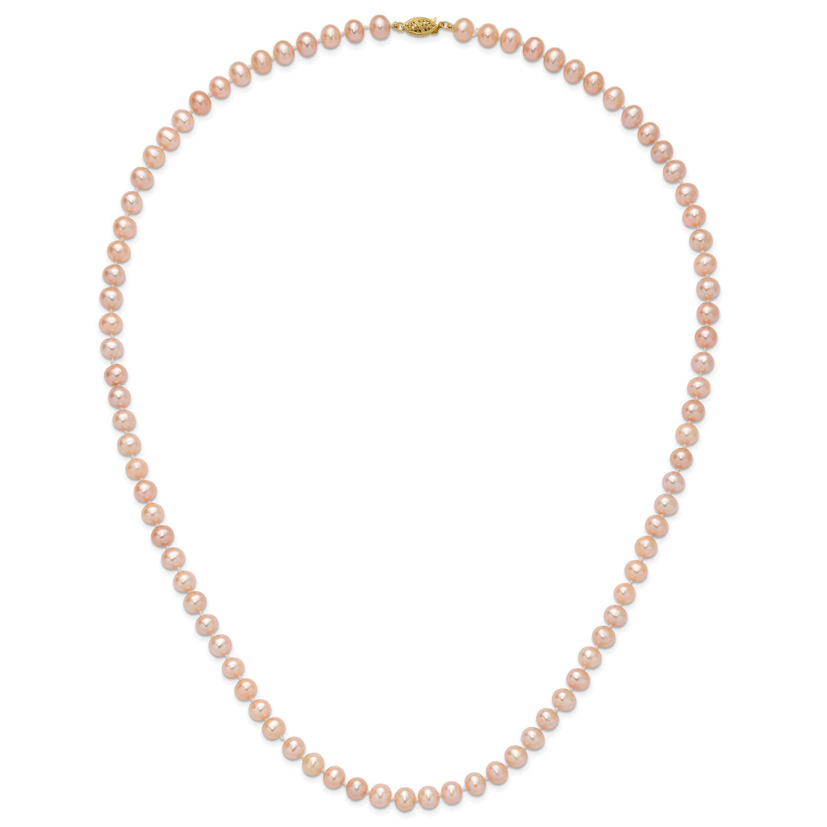 14k 6-7mm Pink Near Round Freshwater Cultured Pearl Necklace-PPN060-24