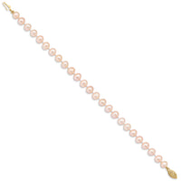 14k 6-7mm Pink Near Round Freshwater Cultured Pearl Bracelet-PPN060-7.5