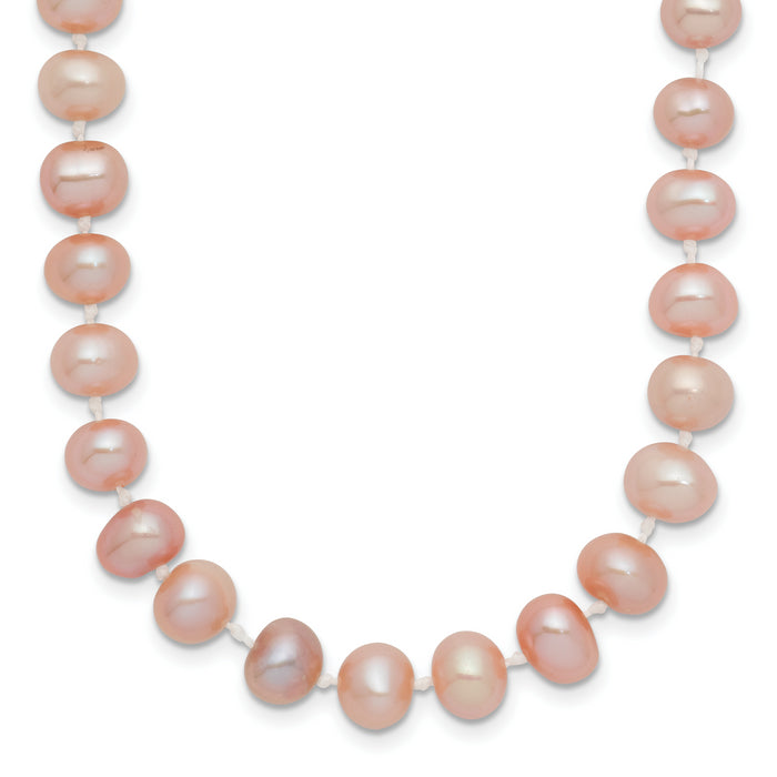 14k 6-7mm Pink Near Round Freshwater Cultured Pearl Necklace-PPN060-18