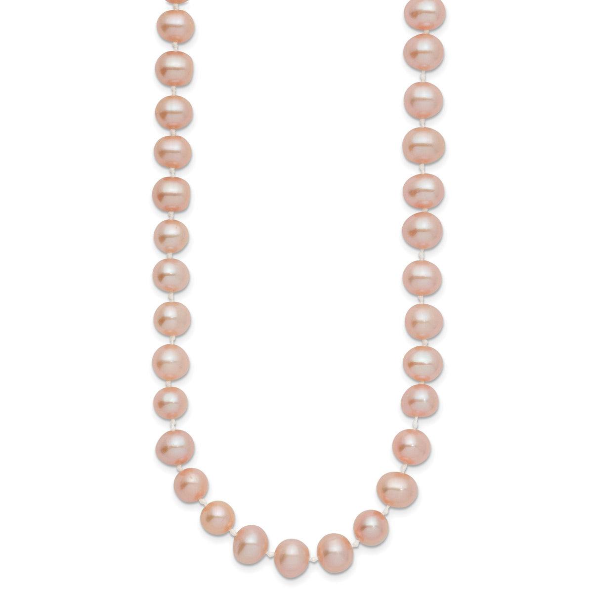 14k 7-8mm Pink Near Round Freshwater Cultured Pearl Necklace-PPN070-18