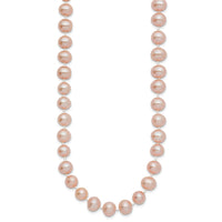14k 7-8mm Pink Near Round Freshwater Cultured Pearl Necklace-PPN070-18