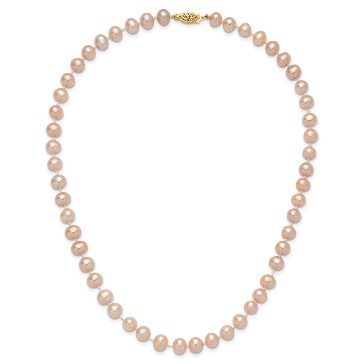 14k 7-8mm Pink Near Round Freshwater Cultured Pearl Necklace-PPN070-16
